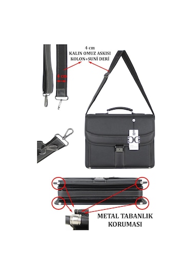 Deri Evrak Çantası Laptop Bölmeli 15.6 " İnç Siyah