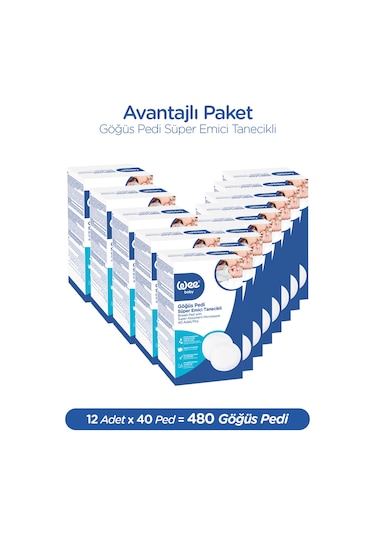 Wee Baby 40'lı Klasik Yapışkanlı Göğüs Pedi (40x12 480 Adet)