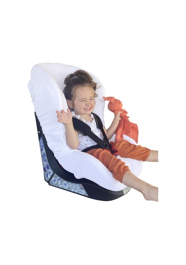 4katlı Müslin Bebek Oto Koltuk Kılıfı Lastikli %100pamuk Beyaz