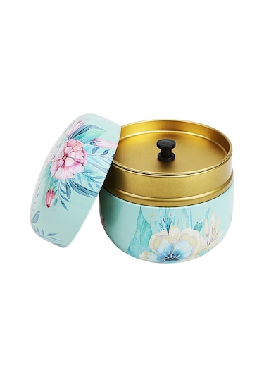 Sones Hoomın Çay Kutusu Çay Kavanozu Saklama Tutucu Çay Kutuları Matcha Kabı Mini Kahve Tozu Düzenleyici Kutular Çok İşlevli Yuvarlak Metal, Renk: Moshan Çiçeği