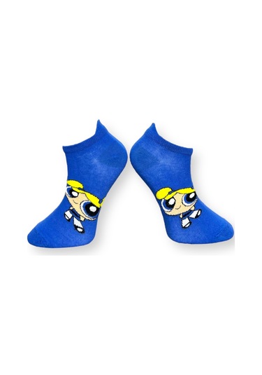 3'lü Unısex Çizgi Film Karakterli Esnek Nem Alabilen Pamuklu Spor Patik Çoraplar Çok Renkli