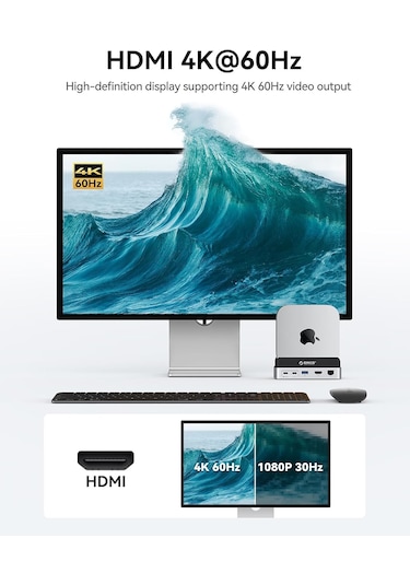 Orico Vs10 Mac Mini 10in1 Dikey Bağlantı Docking Station - M.2 Nvme,hdmı,2.5g Lan,10gbps Type-c Usb-a