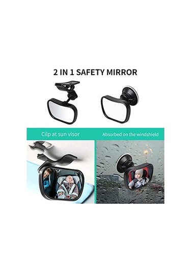 Novahub 360 Derece Araba Bebek Aynası, Bebek Arka Koltuk Aynası, Şeffaf Dışbükey Cam, Kolay Montaj, Güvenli Kullanım