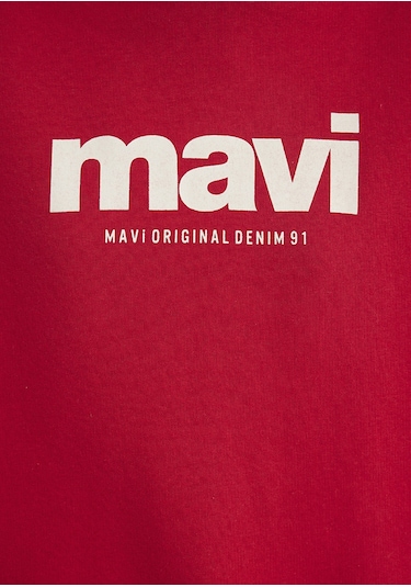 Mavi - Mavi Logo Baskılı Kapüşonlu Kırmızı Sweatshirt 168334-35476 Kırmızı