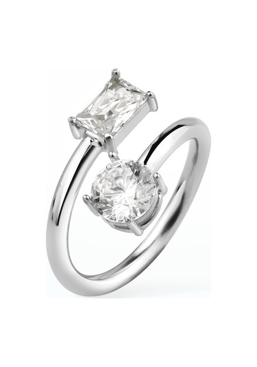 14 Ayar Altın Kaplama Baget Ve Yuvarlak Kesim Taşlı Yüzük - Rs00115 Altın