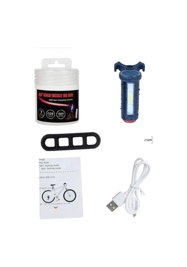 Forte GT Bisiklet USB şarj edilebilir 360 derece LED uyarı Arka ışığı Xbyc 6162 Siyah