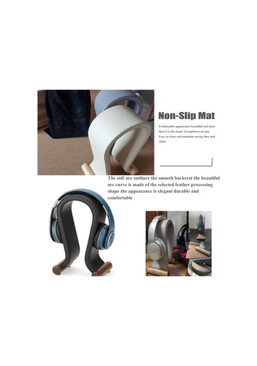 Jeemson Beyaz Ahşap + Pu Kulaklık Tutucu - Oyuncu Kulaklıkları İçin Sabit Dayanak, Masanızda Boşluk Kazandırır