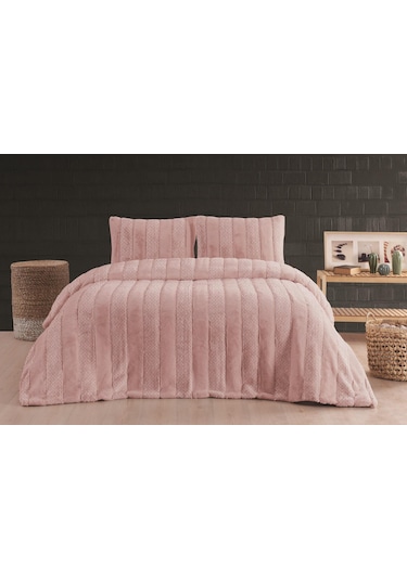 Merinos Luxe 3 Parça Çift Kişilik Yatak Örtüsü Seti Kutulu 230x250 Petek Pudra