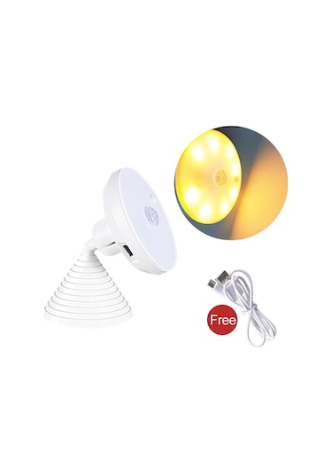 Sıcak Beyaz Led Usb Şarj Pır Kızılötesi Sensör Gece Lambası Dolaplar, Aile Yatak Odaları, Koridorlar İçin Uygun 8 Lamba Yuvası Sıcak Beyaz