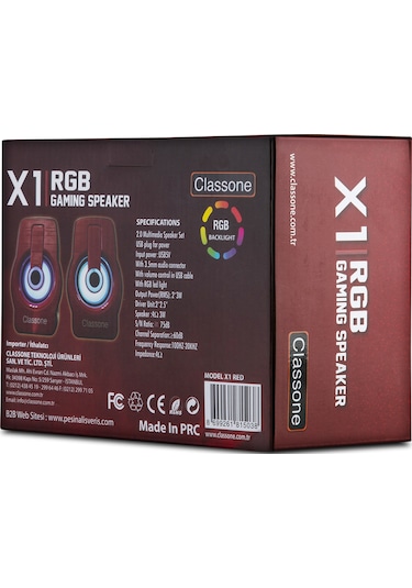 Classone X1 Red Gaming Hoparlör - Kırmızı
