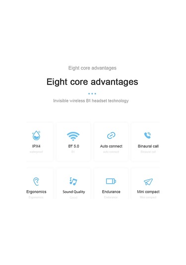 Springsun A6s Pro Bluetooth 5.0 Kulak İçi Kulaklık, Ipx4 Su Geçirmez, Akıllı Dokunmatik Kontrol, Uzun Pil Ömrü, Hd Konuşma, Spor İçin Mavi