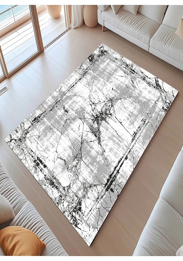 Blghome Mermer Desen Modern Halı Dekoratif Kilim Gri
