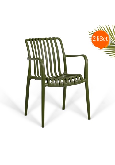 Paris Lüks Kafe Sandalyesi 2'li Set Koyu Yeşil - Yeşil