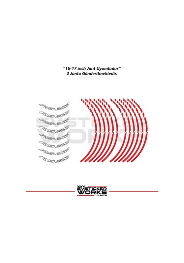 Bajaj Rs200 Jant Sticker Dış Ve İç Set Sticker Jant Şeridi Kırmızı