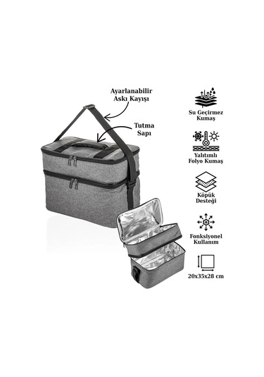 Ns Reliable Kamp Piknik Termal Soğutucu Yalıtımlı Buzluk Termos Çanta - 960 Gri