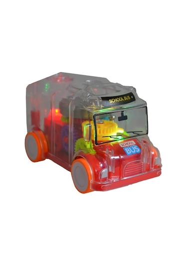 Ctoy Işıklı Sesli Şeffaf Minibüs Kırmızı