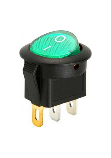 Yuvarlak Işıklı On-off Anahtar 12v Yeşil 3 Pinli Yuvarlak Işıklı Switch