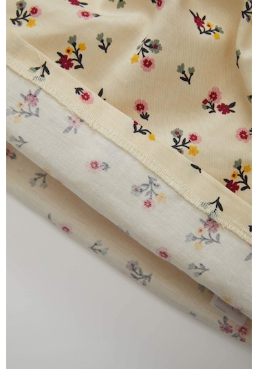 Defacto Kız Bebek Bisiklet Yaka Twill Çiçek Desenli Uzun Kollu Gömlek D2993A524AUBG744 Bej