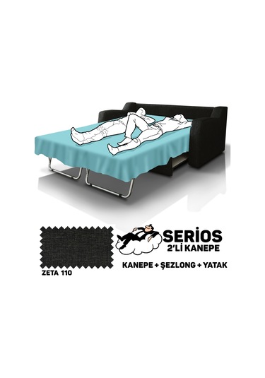 Serios Şezlonglu Yataklı Kanepe - Zeta 110