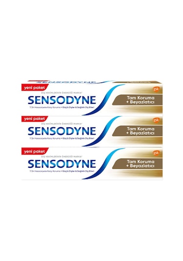 Sensodyne Tam Koruma + Beyazlatıcı Diş Macunu 3 x 50 ML