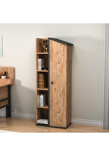 Arnetti Valerin Kitaplık Raflı Kitaplık Atlantik Çam Antrasit
