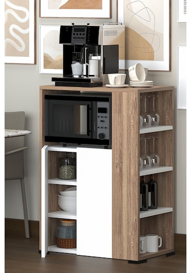 Yel Çok Amaçlı Dolap, Kahve Köşesi, Kiler Dolabı, Mutfak Erzak Dolabı, Mini Mutfak Dolabı, Kitaplık Kahverengi