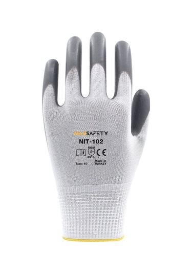 Nitril Kaplı Eldiven Gri - Beyaz No: 8 - 9 - 10 Rm Nıt-102-10