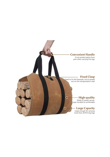 Maiyame Kahverengi Mürekkepli Kumaş Odun Taşıyıcı, 98x41cm Büyük Kapasite, Dış Mekan Kamp Fayansı, Ellerini Temiz Tutar, Dayanıklı Taşıma Çantası Haki