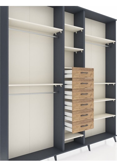 Arges Dolap 10 Raflı 6 Çekmeceli 3 Askılı 220x30x243 Antrasit-aytaşı/çam Aytası/atlas Çam Arges Dolap 10 Raflı 6 Çekmeceli 3 Askılı 220x30x243 Antrasit-aytaşı/çam Aytası/atlas Çam