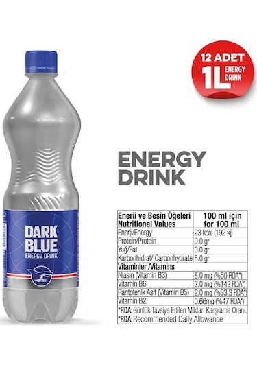 Dark Blue Enerji İçeceği 1 Lt X 6 Adet