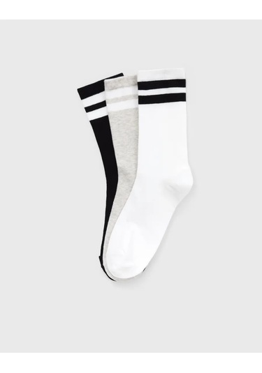 Gloria Jeans Çizgili Uzun Çoraplar 3 Çift 462391355 Beyaz