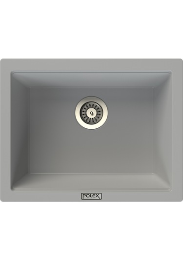 Polex Cristalüx Granit Evye P-09 Gri Tezgah Altı Ve Tezgah Üstü Kare Mutfak Evyesi 55.5x43.5 CM