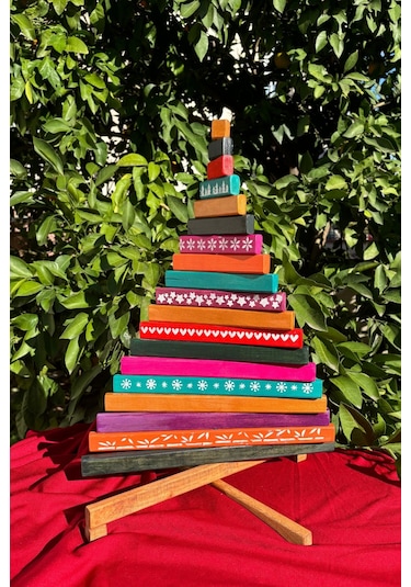 Leftover Ahşap Yılbaşı Ağacı - 54cm Çok Renkli