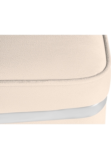 Zengo Silver Twin Line Kare Puf -krem Kumaş, Dekoratif Makyaj Masası Pufu-modern Style