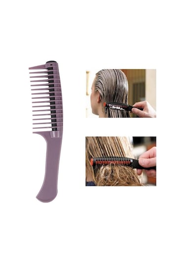 Koodmax Saç Bakım Ürün Dağıtıcı Boya Ombre Geçiş Tarağı Dolaşık Açıcı Saç Tarak - Lila Siyah