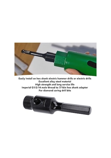 Besthome1 Elmas Matkap Ucu Dönüştürücü G1/2-14 Dişli, 7/16 Altıgen Şaft, Hafif Elektrikli Kırıcılar İçin Uyumlu