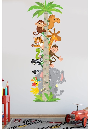 Kendinden Yapışkanlı Şeffaf Sevimli Hayvan Temalı Boy Ölçer 100x35 Cm Poster Afiş Duvar Sticker Kağıdı Çocuk Odası Kreş