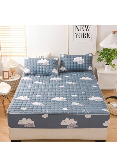 Yifomall 2022 Yeni Kalın Tüylü Yorganlı Matras Koruması, Tam Kaplayan Beyaz 150x200+30cm Tekli Matras Örtüsü, Ev Kullanıma Pratik Ve Konfor Sağlar DiğER