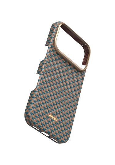 İphone 17 Pro Max Uyumlu Kılıf M-safe Şarj Özellikli Raptic Aramid Skin Origin Seri Kapak Gold-mavi Mavi - Gold