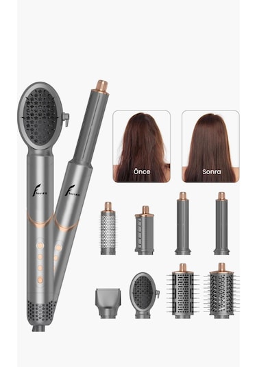 Veryfit 8 In 1 Hava Üflemeli Saç Düzleştirici Şekillendirici Comp Gri