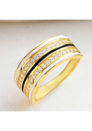 Gümüş Gold Zirkon Taşlı Kadın Yüzük