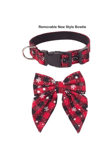 Leezsingfiyonklu Noel Köpek Tasması, Ayarlanabilir Pamuklu Kırmızı Kareli Papyon Büyük Köpekler İçin Noel Köpek Tasmaları Evcil Hayvanlar-9