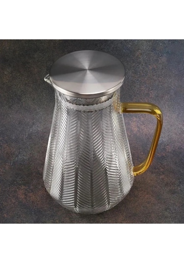Kapris Metal Kapaklı Tırtıklı Cam Sürahi 1500 Ml Sa6860