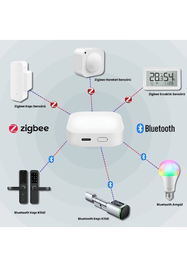 Tuya Uyumlu Type-c Girişli - Zigbee + Bluetooth Hub Gateway