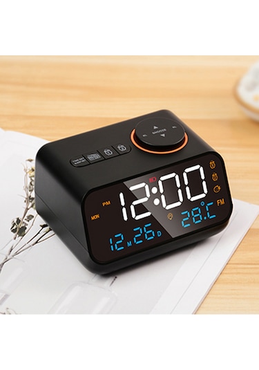 Büyük Led Ekranlı Dijital Çalar Saat 0-100% Dimmer Siyah