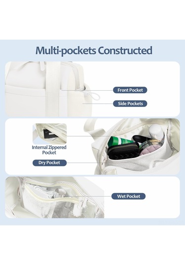 Springsun Beyaz Nylon Spor Antreman Çantası - Çok Amaçlı El/omuz Çantası, Su Geçirmez Iç Çanta, Geniş Depolama Alanı Ve Çoklu Cepli Tasarım Beyaz