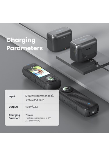 Amagisn Ad13 2 Yuvalı Pil Şarj Cihazı Taşınabilir Pd3.0/pd2.0 Siyah