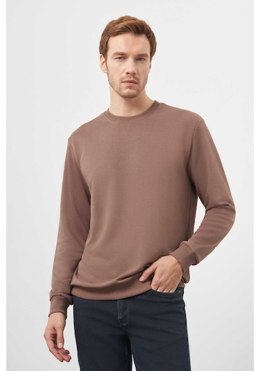 Morven Erkek Kahve Basic Bisiklet Yaka Sweat-shirt 25ks063005400 Kahve Kahve Kahverengi