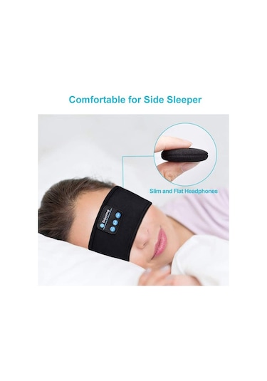 Mavi Bluetooth Kulaklık Spor Uyku Bandı Ince Yumuşak Elastik Rahat Kablosuz Kulaklık Müzik Göz Maskesi Yan Uyuyan İçin