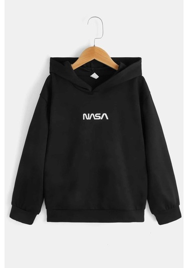 Çocuk Nasa Baskılı Sweatshirt Siyah